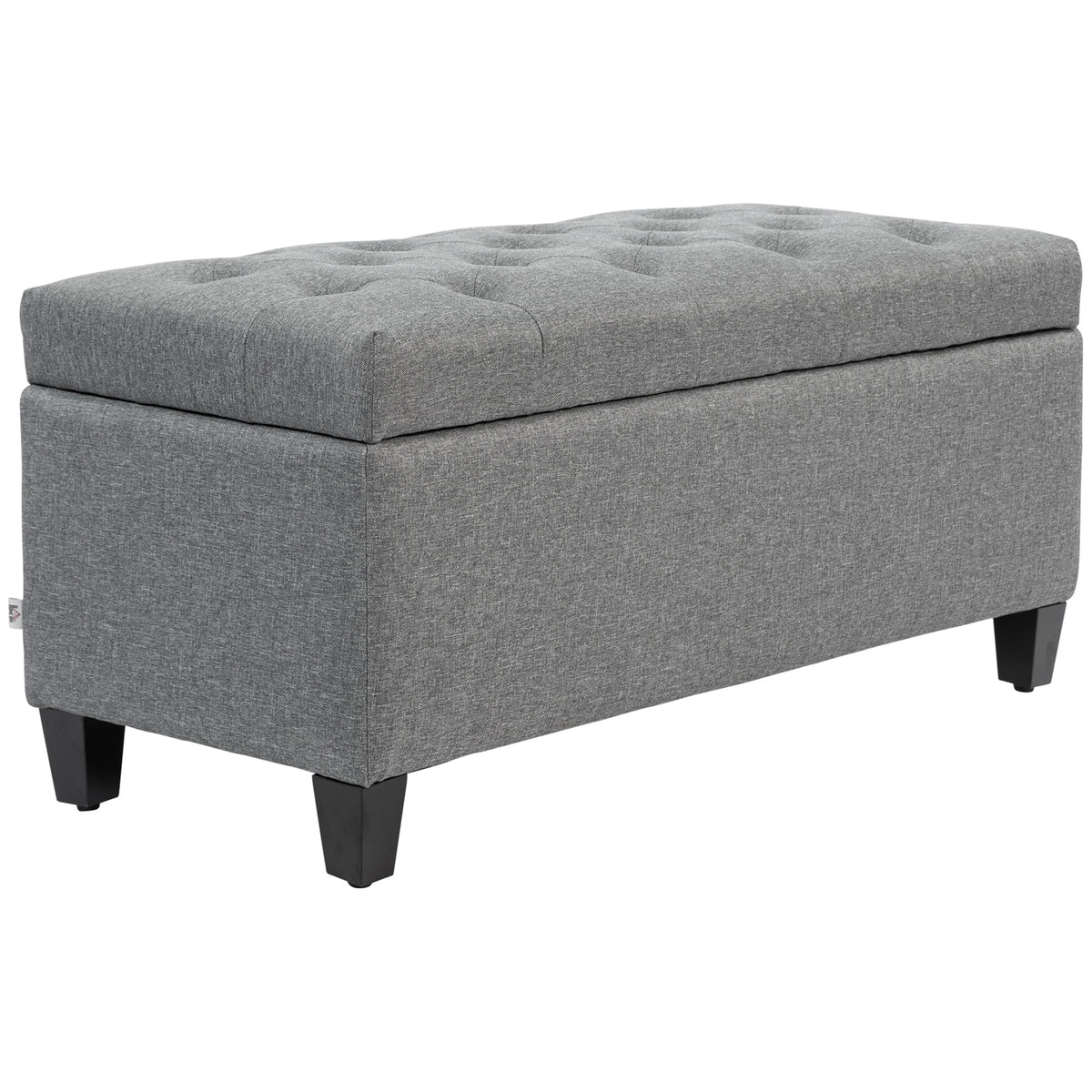 Bench, Upholstered Bench with Storage, Linen-Like Polyester, Rubberwood, 100 X 40 X 44 Cm, Light Grey
