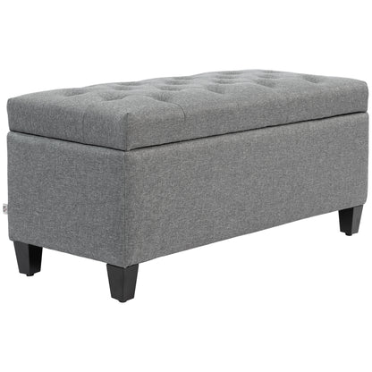 Bench, Upholstered Bench with Storage, Linen-Like Polyester, Rubberwood, 100 X 40 X 44 Cm, Light Grey