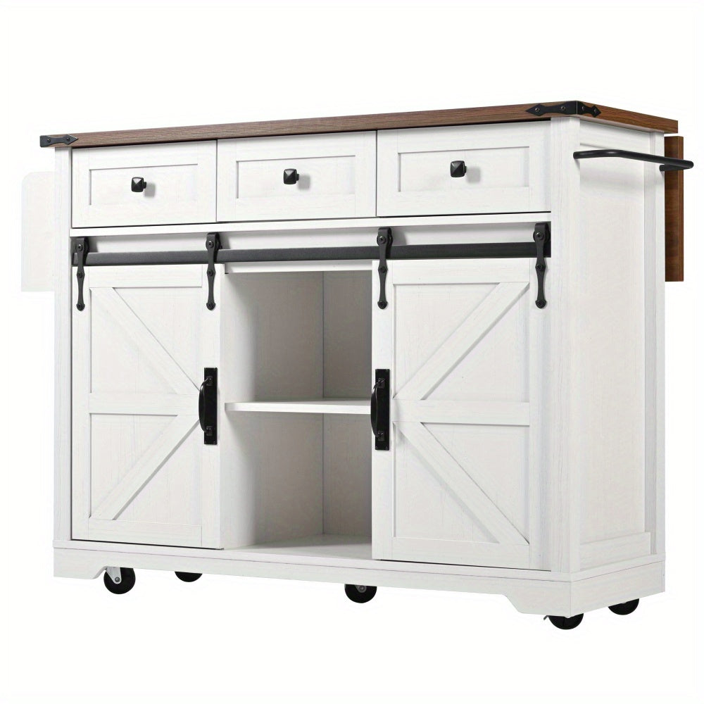 Keukeneiland – Keukentrolley – Keukenkast – Serveerwagen – Keukenwagen – Retro Design – Uittrekbaar Werkblad – Metalen Frame & Wieltjes Met Rem