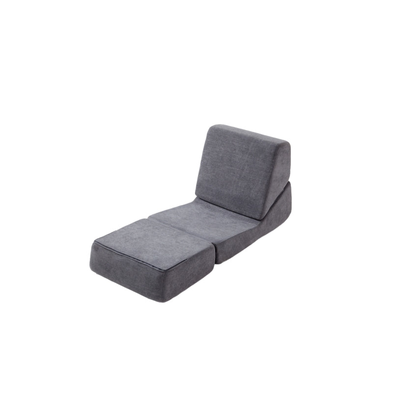 Kleine Vouwbare Sofa Bed – Slaapbank – Vouwbed – Chaise Longue – Slaapstoel – Vintage Grijs – Fluweel Bekleding – Veerkrachtig Schuim