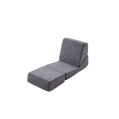 Kleine Vouwbare Sofa Bed – Slaapbank – Vouwbed – Chaise Longue – Slaapstoel – Vintage Grijs – Fluweel Bekleding – Veerkrachtig Schuim