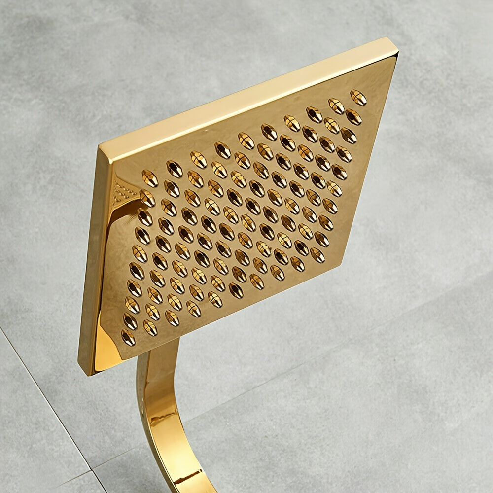 Goudkleurige Douchekraan – Douchekraan Set – Regendouche – Baduitloop – Muurmontage – Luxe Goudafwerking – Ruimtebesparend Design