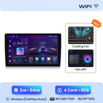 Android Auto Multimedia Speler – CarPlay Head Unit – Navigatiesysteem – Touchscreen Autoradio – Wi-Fi Handsfree Systeem – 9 Inch HD IPS Scherm – Draadloos Android 14 Compatible