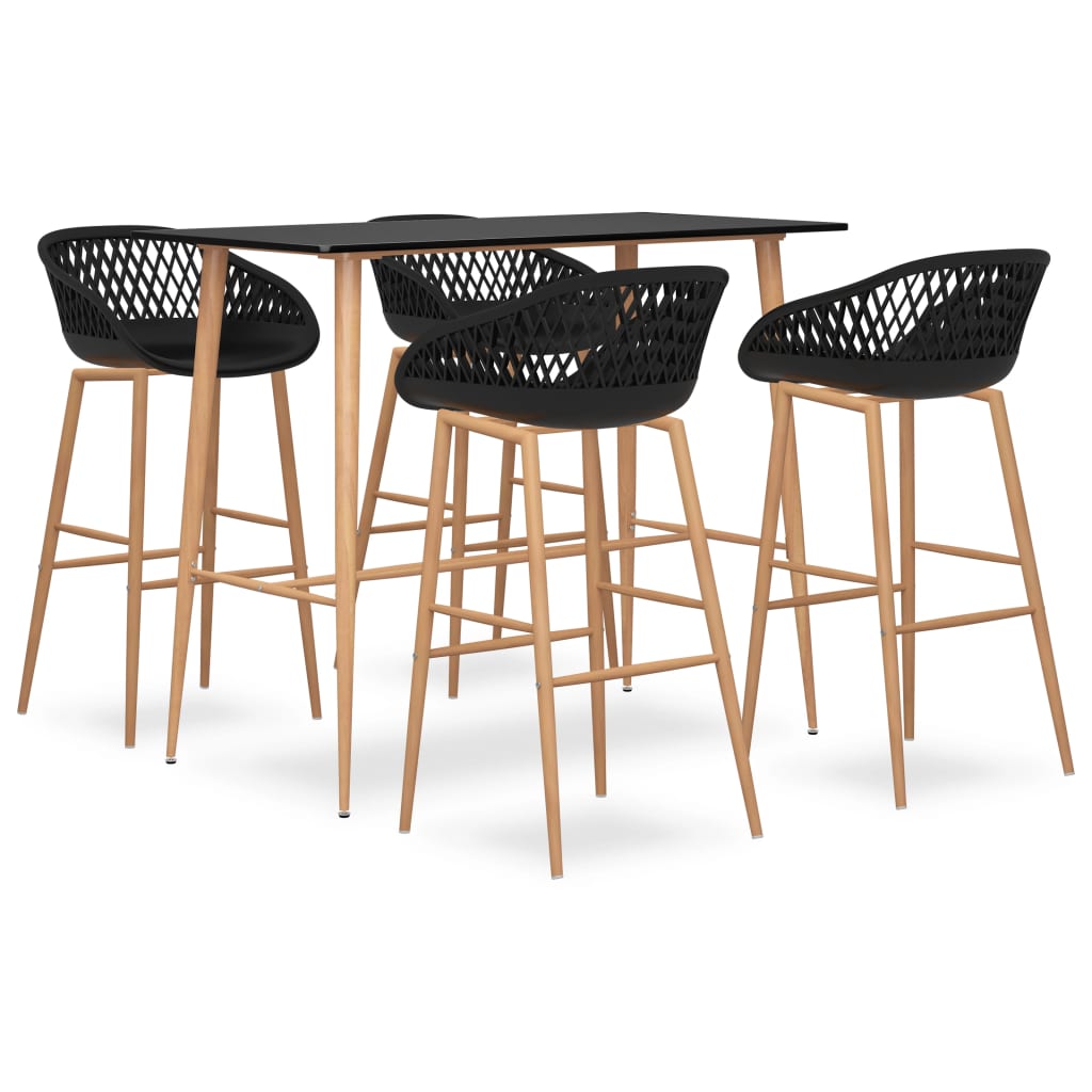 Barset – Barsets – Tuinbarset – Bistroset – 4-Zits – MDF Tafelblad – Metalen Frame Met Hout-Look