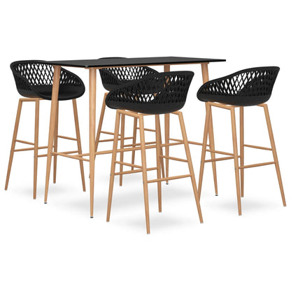 Barset – Barsets – Tuinbarset – Bistroset – 4-Zits – MDF Tafelblad – Metalen Frame Met Hout-Look