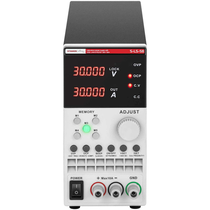 Laboratoriumvoeding – Labvoeding – Stroomvoorziening – Regelbare Voeding – DC Voeding – Instelbaar 0-30V – 0-30A – 300W Vermogen – USB LAN RS232 Interface