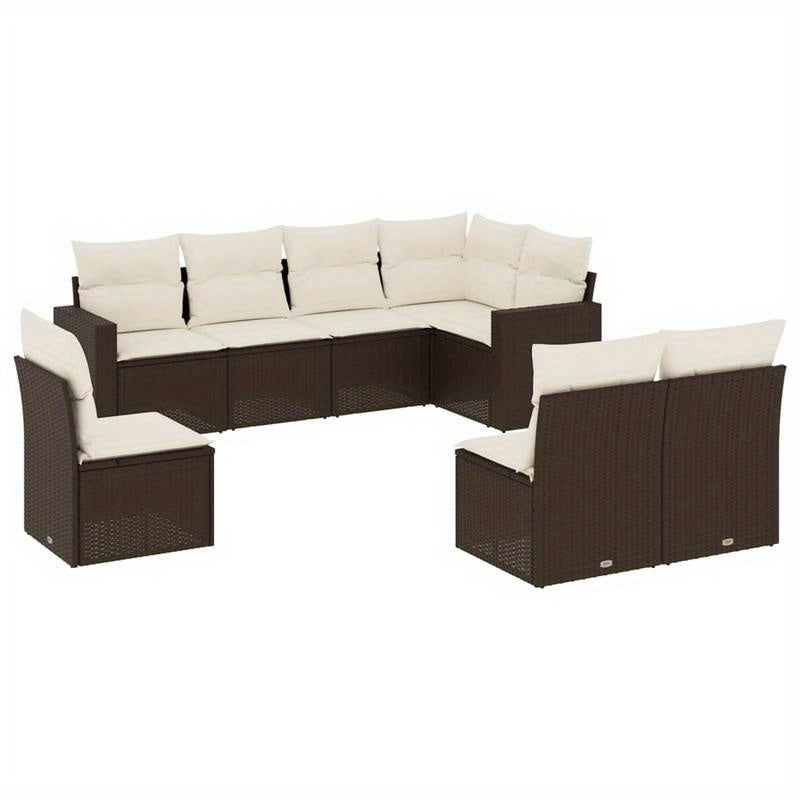 High quality outdoor sofaGarden lounge 8pcs with brown resin braided cushions