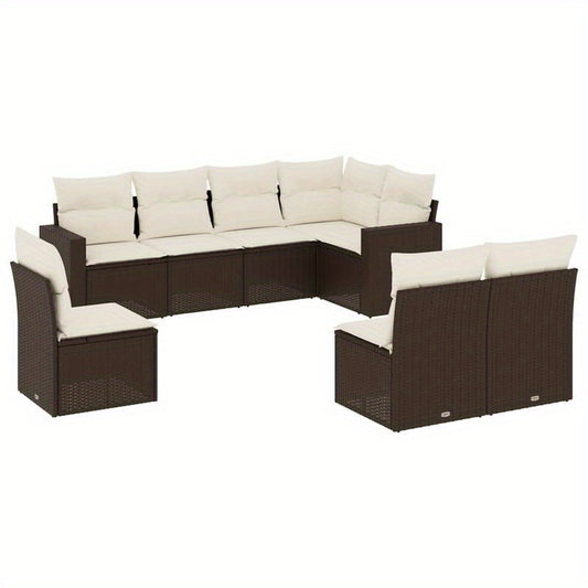 High quality outdoor sofaGarden lounge 8pcs with brown resin braided cushions
