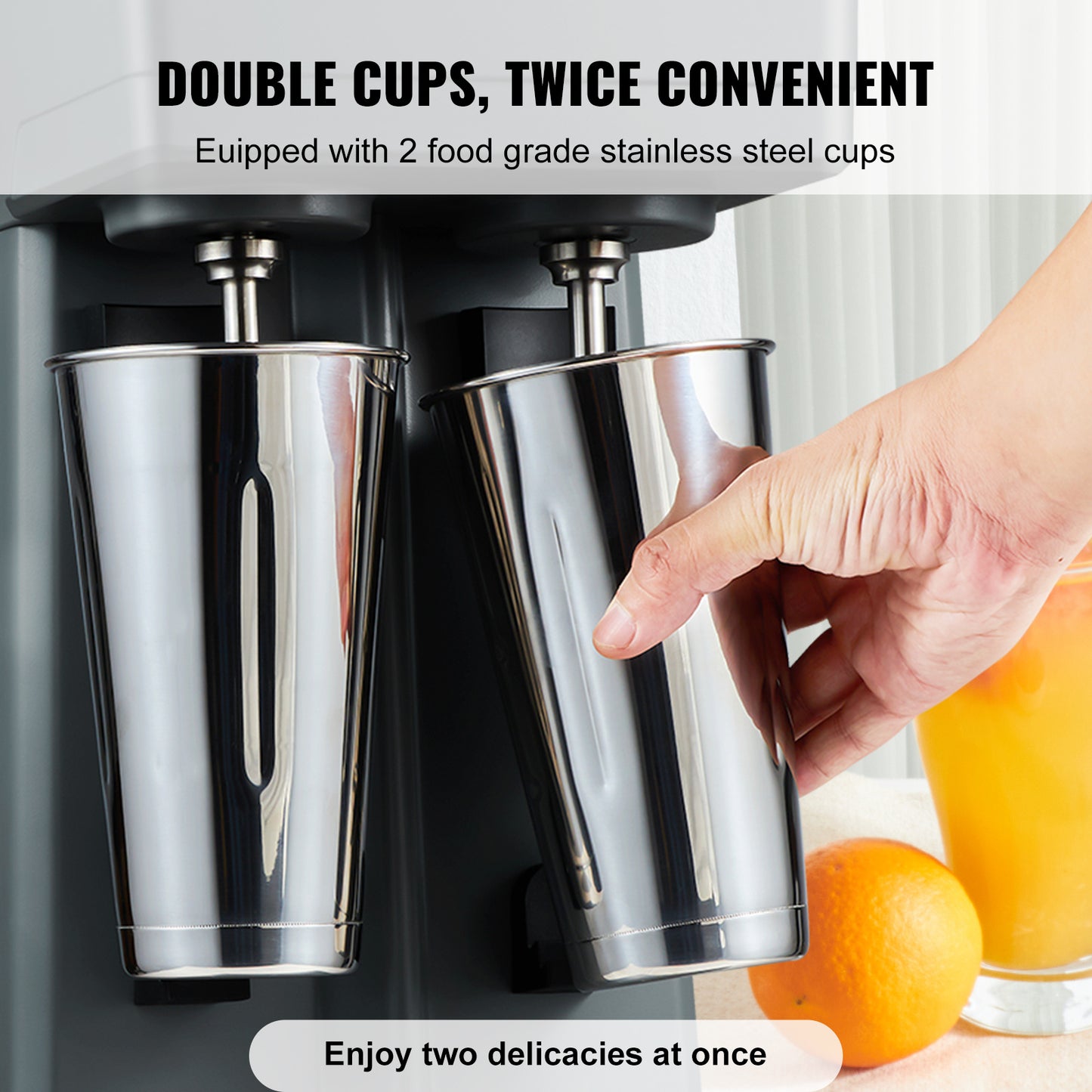 Milkshakemachine – Milkshake Mixer – Smoothiemaker – Drankjes Mixer – Roestvrijstalen Bekers – Krachtige Motor – Drie Snelheden