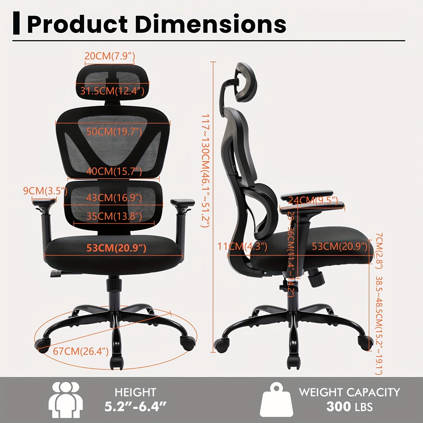 Ergonomische Bureaustoel – Bureaustoel Met Rugsteun – Computerstoel – Office Chair – Gaming Stoel – 3D Verstelbare Armleuningen – Carbonstaal Frame – Wit – Stil Rollend