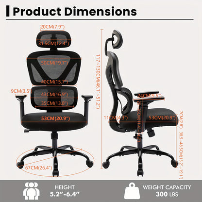 Ergonomische Bureaustoel – Bureaustoel Met Rugsteun – Computerstoel – Office Chair – Gaming Stoel – 3D Verstelbare Armleuningen – Carbonstaal Frame – Wit – Stil Rollend