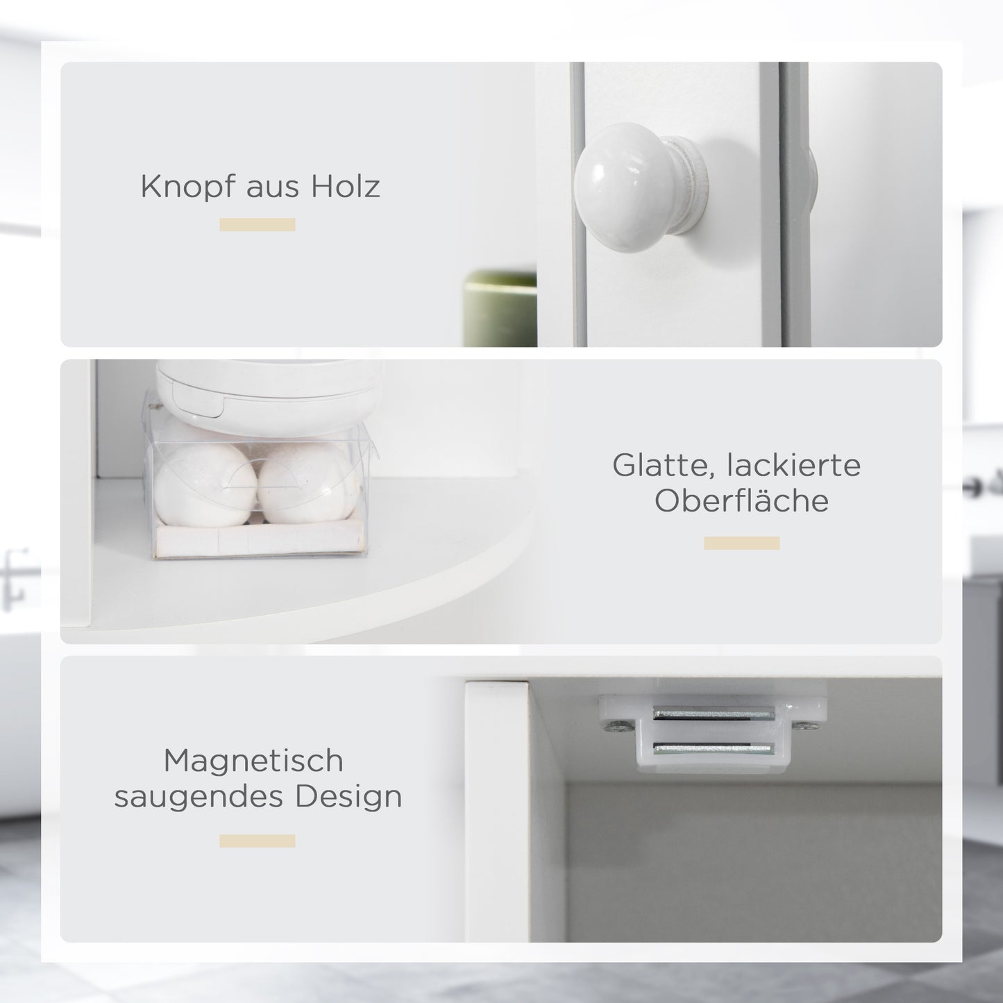Badkamerspiegelkast – Badkamerkast – Spiegelkast – Medicijnkast – Opbergkast – 8 Compartimenten – Vochtbestendig MDF – 66 x 17 x 63 cm – Wit