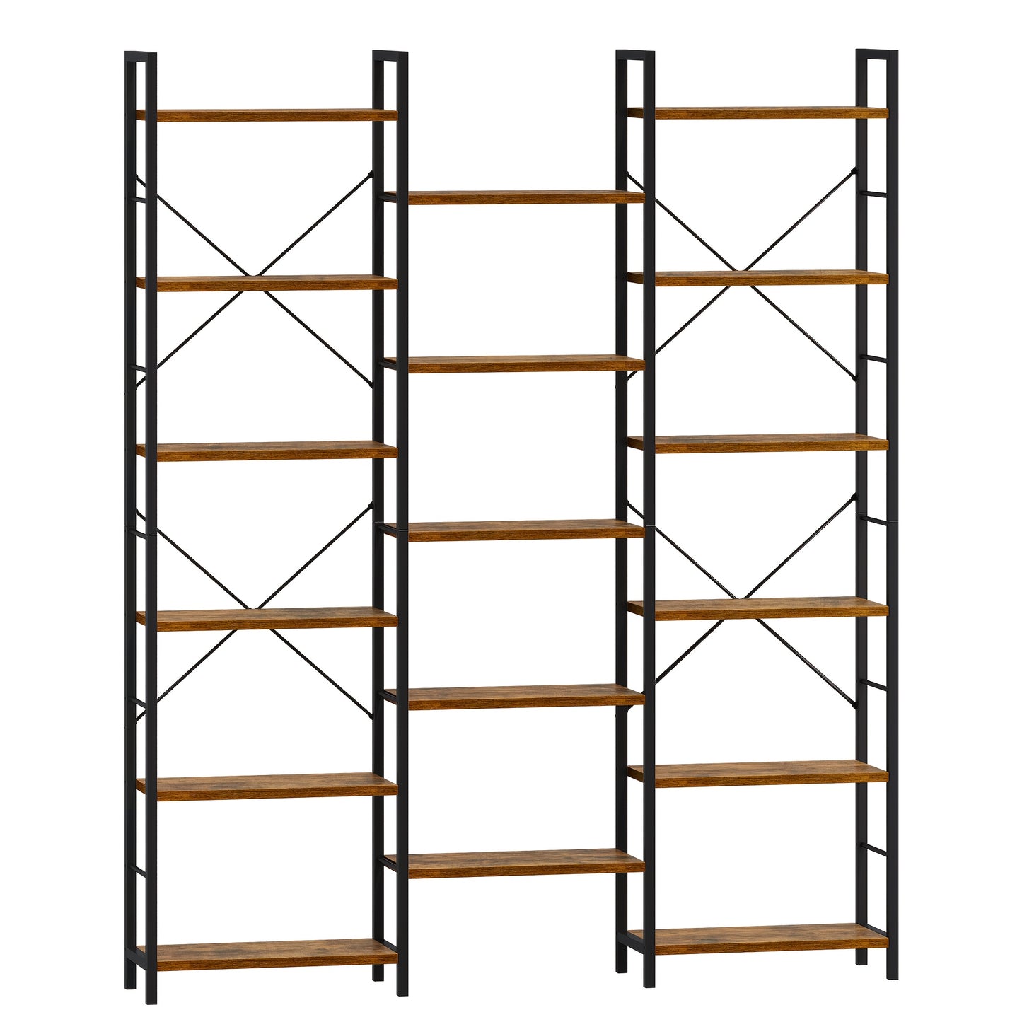 Boekenkast – Boekenrek – Opbergkast – Stellingkast – Vakkenkast – 17 Planken – Verstelbare Indeling – Metalen Frame – Rustiek Bruin