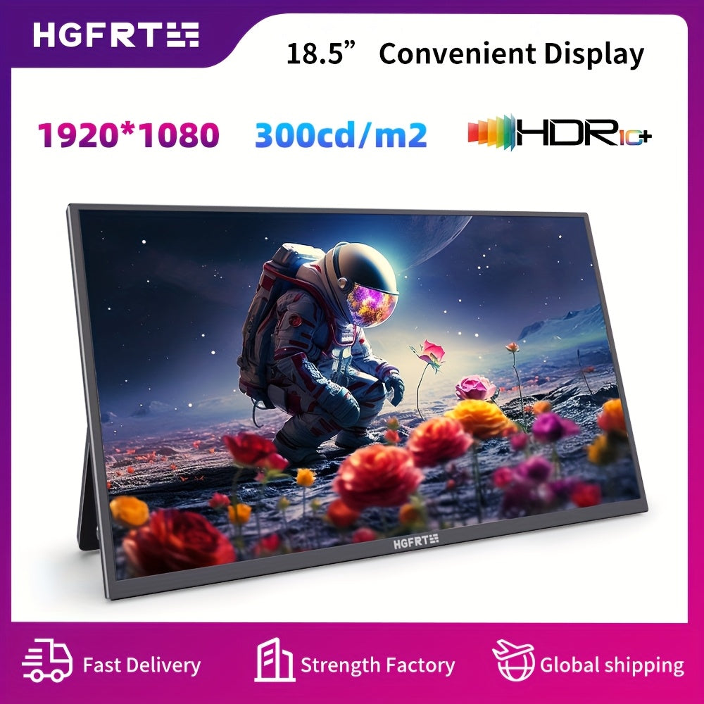 Draagbare Monitor – Portable Scherm – Tweede Scherm – Ultradun Display – Full HD Monitor – 18,5 Inch – IPS Mat Scherm – USB-C Aansluiting – Ingebouwde Speakers