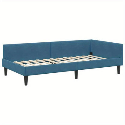 Slaapbank – Bedbank – Bankbed – Slaapcouch – Hoekbank – Blauw-Turquoise – L-Vorm – Compact Design – 100x200 cm – Stevig Houten Frame – Gemakkelijk Om te Bouwen