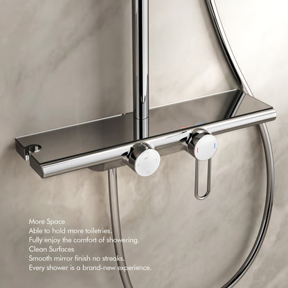 Doucheset – Douchegarnituur – Regendouche – Douchekop – Handdouche – Watervaluitlaat – 400mm Opbergbak – Chrome Afwerking
