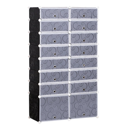 Modulaire Schoenenkast – Schoenopberger – Schoenwand – Schoenrek – Schoenenkast – 32 Paar Schoenen – Stabiel PP Plastic en Metaal