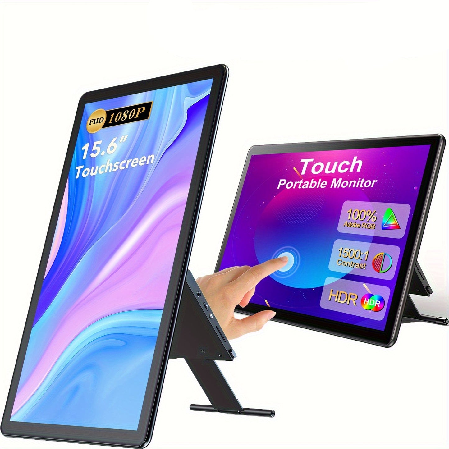 Touchscreen Monitor – Draagbaar Scherm – Portable Display – Aanraakscherm – Second Screen – 15,6 Inch Full HD – IPS Display Met 100% sRGB & Verstelbare Kickstand