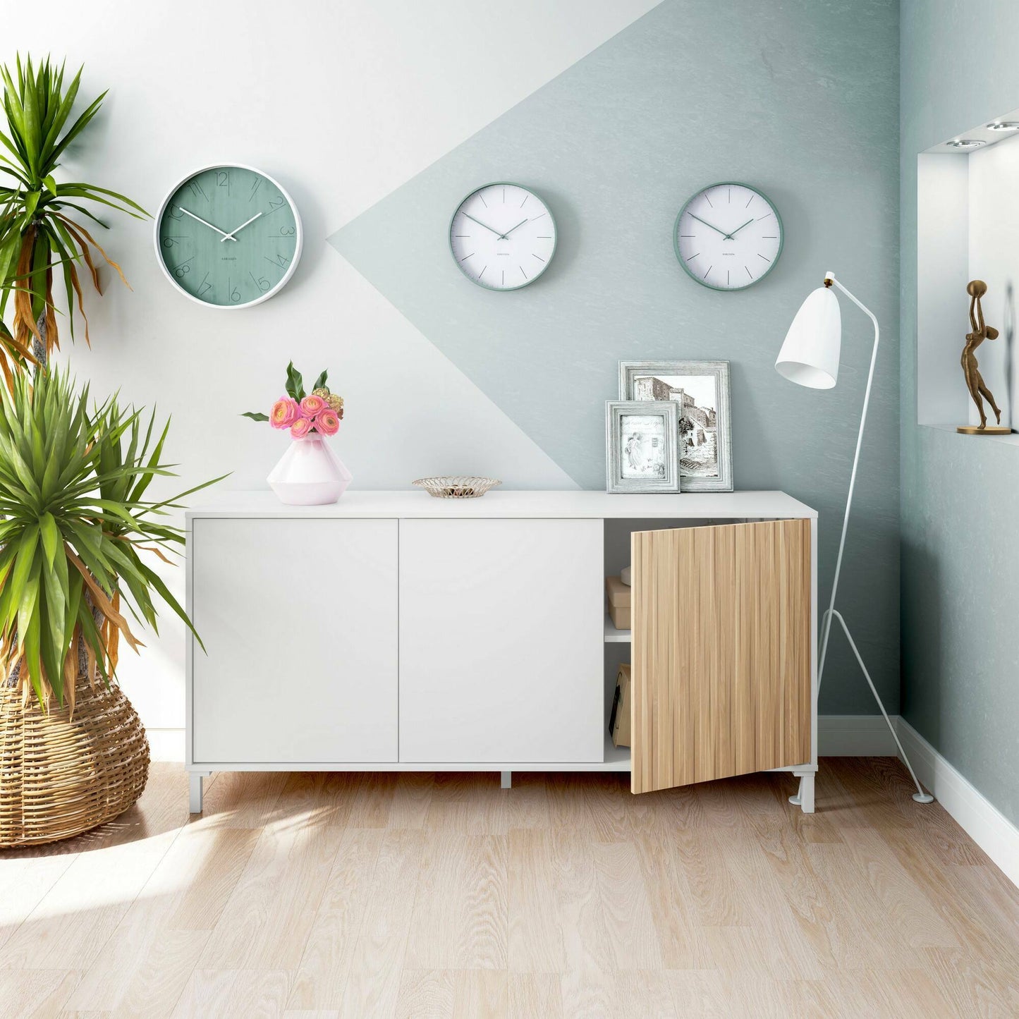 Dabello Sideboard, Kitchen Buffet, Design Living Room Cabinet, Modern 3-Door Sideboard with Shelves, 154x40x75 cm, Available in 6 Colors