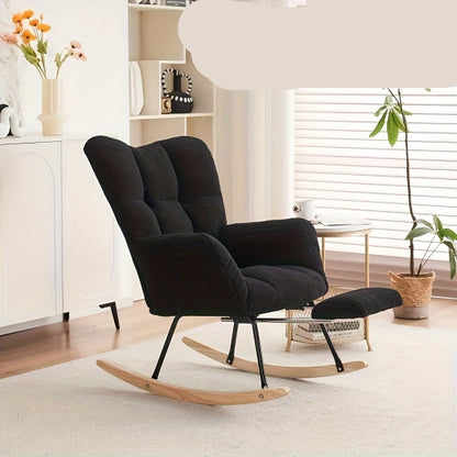 Schommelstoel – Relaxstoel – Fauteuil – Loungestoel – Zwarte Schommelstoel – Bamboe A-Frame – Duurzaam & Makkelijk Schoon Te Maken