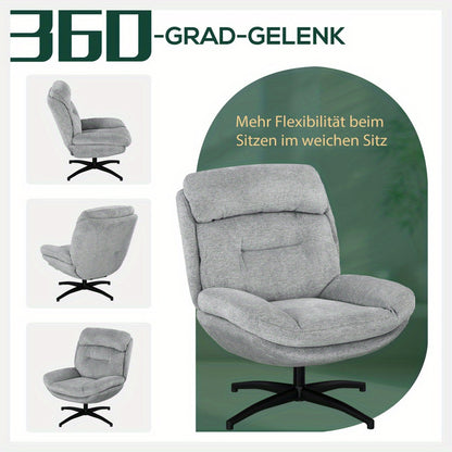 Loungestoel – Fauteuil – Draaifauteuil – Relaxstoel – Armstoel – Waterafstotende Chenille – Zachte Bekleding – Geïntegreerde Armleuningen
