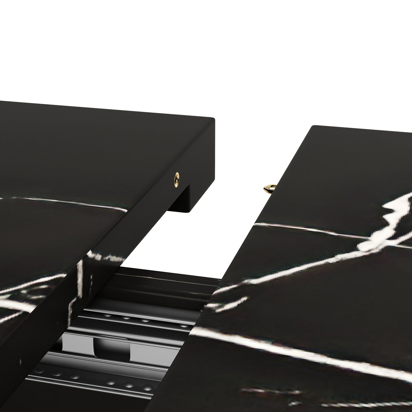 Extendable Dining Table (120-160 * 75cm), Table, Kitchen Table, Extendable Table, Can Be Extended to 120-160cm with The Help Of Internal Inserts, Suitable for Kitchen And Living Room, Black Marble Pattern Dining Table
