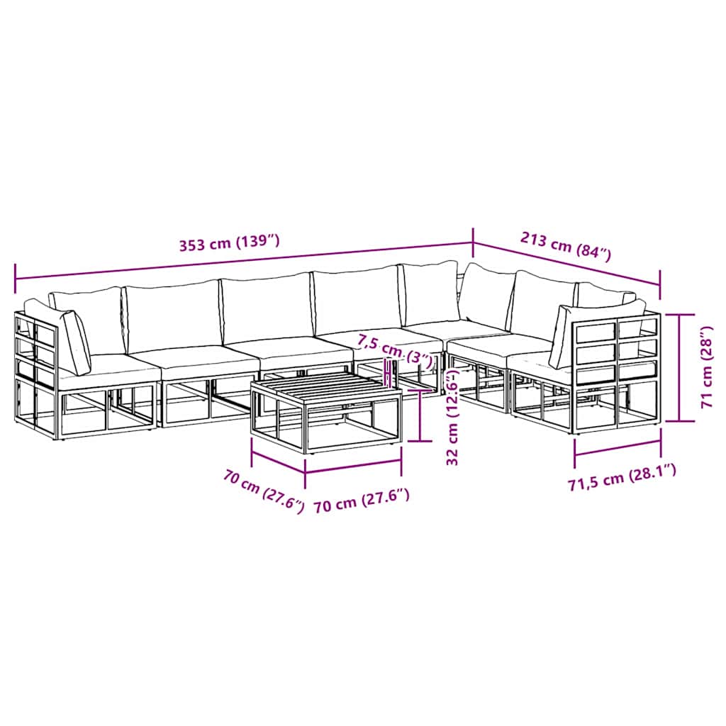 Tuinmeubelset – Loungeset – Zitgroep – Balkonset – Tuinset – Modulair ontwerp – Weerbestendig aluminium frame