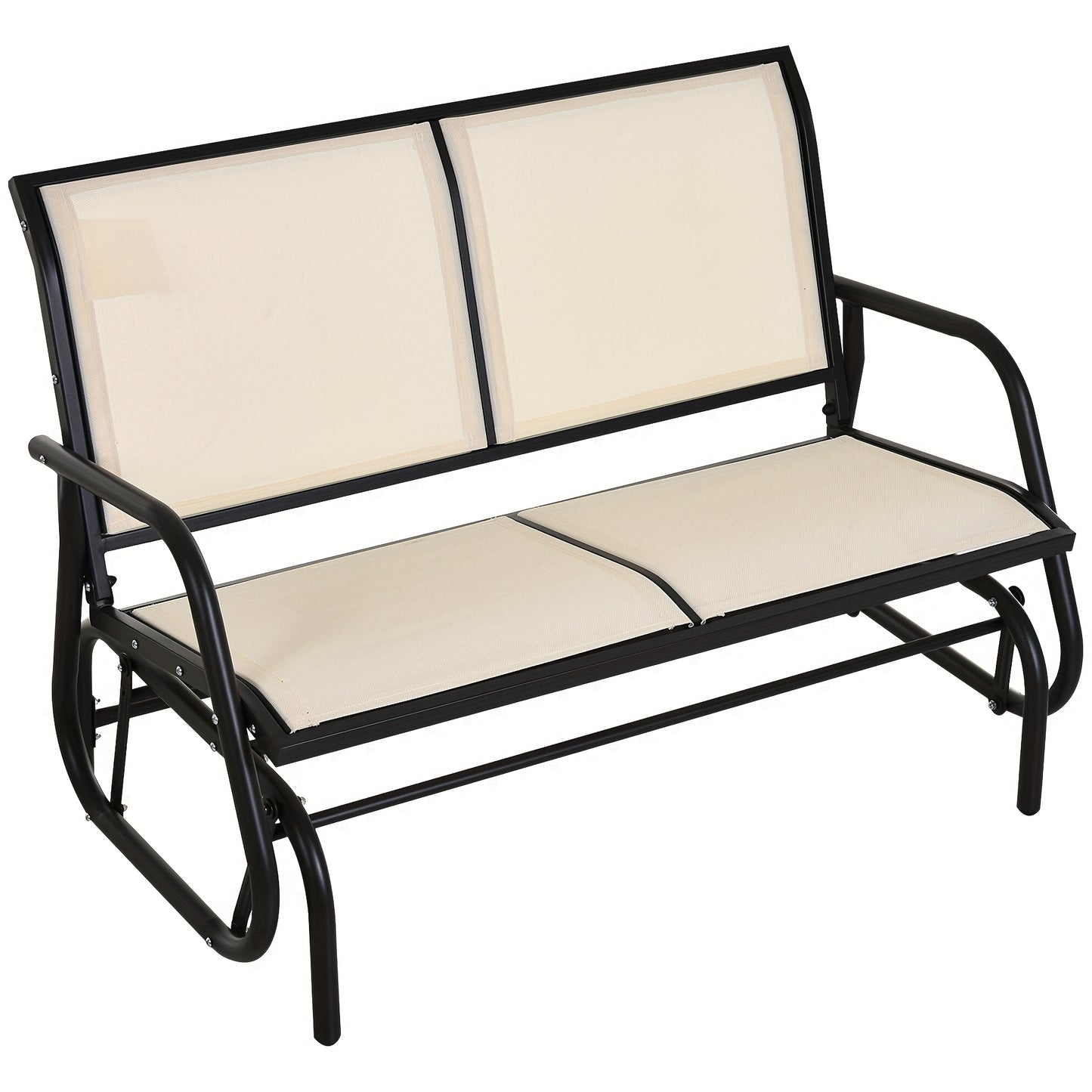 Loungebank – Loungestoel – 2-Zitsbank – Tuinbank – Bank – Metallisch Frame – Compact 120x70x85 cm – Zwart Champagne