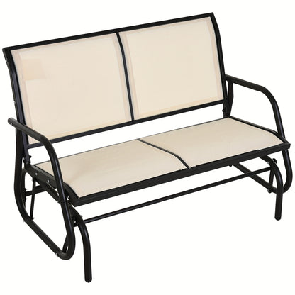 Loungebank – Loungestoel – 2-Zitsbank – Tuinbank – Bank – Metallisch Frame – Compact 120x70x85 cm – Zwart Champagne