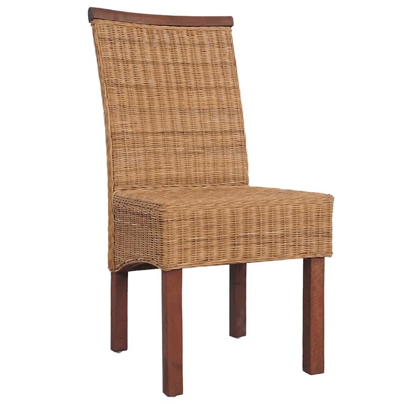 Eetkamerstoelen – Rattan Stoelen – Keukenstoelen – Set Van 2 Stoelen – Bruin – Natuurlijk Rattan – Gemakkelijk Schoon Te Maken – Stevige Rugleuning