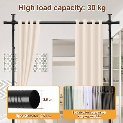 For living room, bedroom or office Width adjustable free-standing room divider screen without curtain, privacy screen adjustable Curtain rods Carbon steel Room divider screen frame