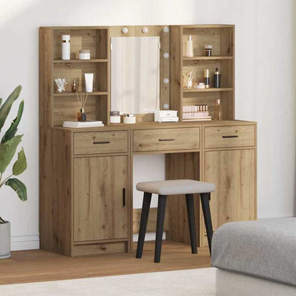 Kaptafelset – Kaptafel – Make-uptafel – Dressing Table – Toilettafel – Eikenkleur – Compact 50x41x135 cm – Duurzaam Plaatmateriaal