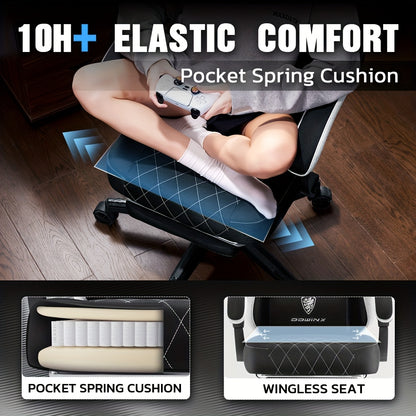 Gaming Stoel – Bureaustoel – Office Chair – Gamestoel – Zwarte Stoel Met Voetensteun – Ergonomische Lendensteun – Draagkracht 300 Kg – Racing Design Groen