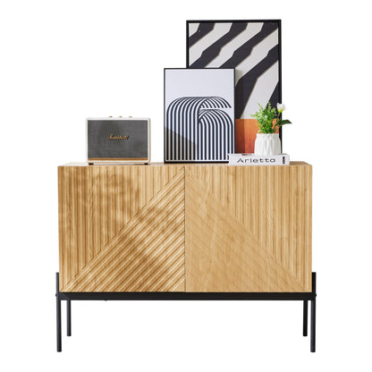 Modern Dressoir – Sideboard – Opberger – Kast – Dressoirkast – Rood Hardhout – Met Metalen Poten – Verstelbare Planken – Geen Montage Nodig