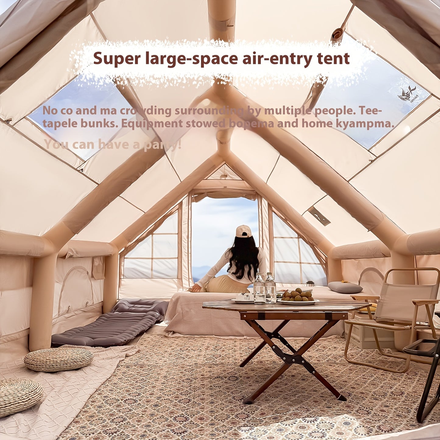 6-Persoons Opblaasbare Tent – XXL Kampeertent – Lucht Tent – Familie Tent – Groepstent – Weerbestendig Polyester – Snelle Zelfstandige Opzet