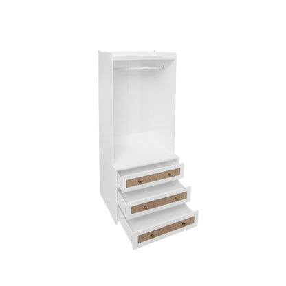 Kast – Opbergkast – Ladekast – Dressoir – Garderobekast – Wit Spaanplaat – Boho Design – 180 cm Hoog – 3 Laden Met Opbergruimte