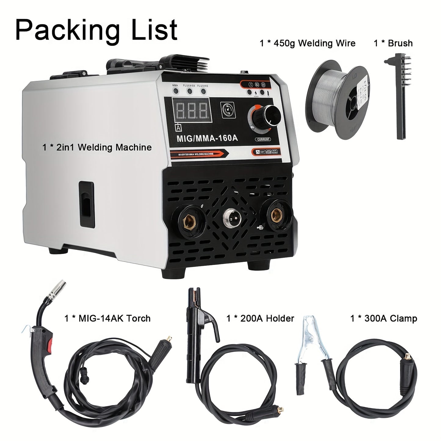 Lassenapparaat – Lasmachine – Elektrode Lasser – Booglasapparaat – Inverter Lasapparaat – 2-in-1 MIG MMA Lassen – TIG LIFT Functie – Gasloos – Stevige Metalen Behuizing – 220V Europese Stekker