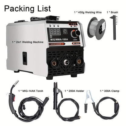Lassenapparaat – Lasmachine – Elektrode Lasser – Booglasapparaat – Inverter Lasapparaat – 2-in-1 MIG MMA Lassen – TIG LIFT Functie – Gasloos – Stevige Metalen Behuizing – 220V Europese Stekker