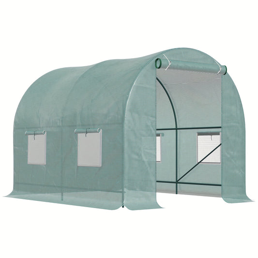 Kassenhuis – Polytunnel Kas – Tomatenkas – Folietunnel – Koude Bak – Groen – 245x200x198 cm – UV-Bestendige Folie – Ventilatieraam Met Ritssluiting
