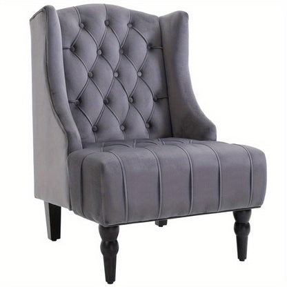 Homcom Earring Single Relaxsel with Tufting Increased Legs Gray Velvet 67 X 70 5 X 97 Cm Consecration And Comfortable