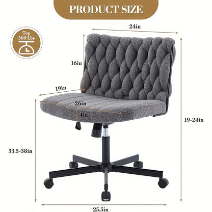 Bureaustoel – Ergonomische Stoel – Kantoorstoel – Draaistoel – Bureaustoelen Voor Volwassenen – Extra Breed Zitvlak – Verstelbare Hoogte Met 360° Draaibare Wielen – Stevig Metalen Frame – Grijs