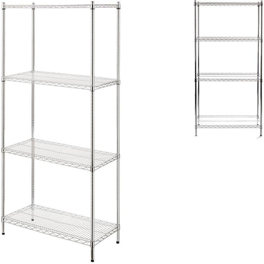 Foldable Openwork Pantry Storage Rack with 4 Shelves, 125kg Capacity