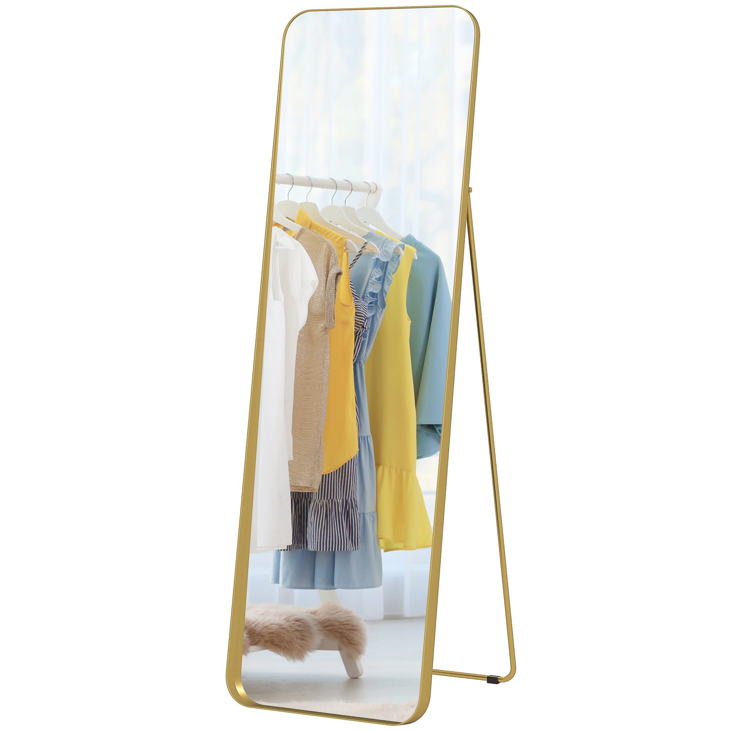 Staande Spiegel – Volledige Lengte Spiegel – Vloerspiegel – Vrijstaande Spiegel – Kantelbare Spiegel – Goud – Metaal Frame – 160x50 cm