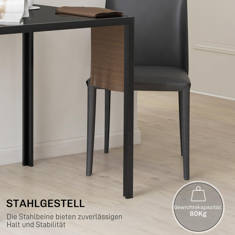 Square Dining Table for Four, Featuring a Tempered Glass Surface, Suitable for Kitchen And Dining Areas, Measuring 75 X 75 X 75 Cm, in Black.