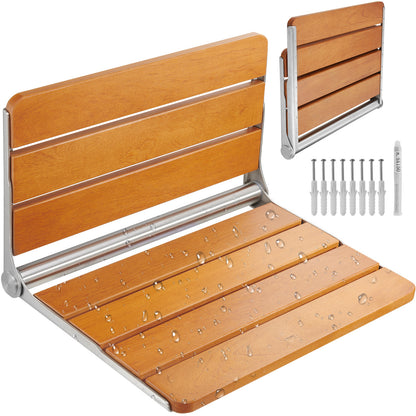Douchezitting – Douchezitje – Douchebankje – Opklapbare Douchezitting – Badkrukje – Teakhouten Douchezitting 53x40,5 cm – Opklapbaar – Draagkracht 226 kg
