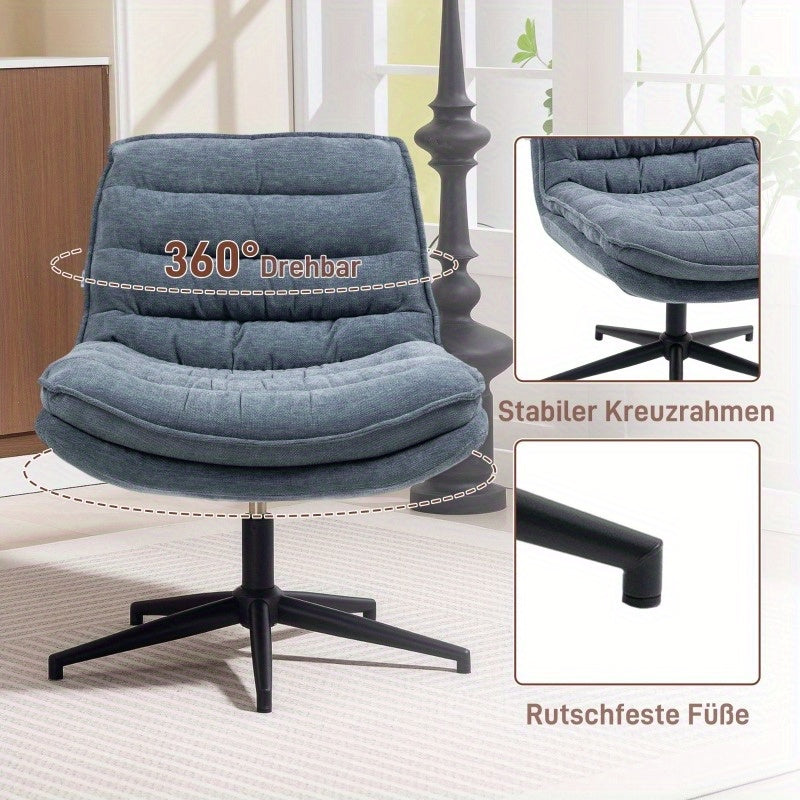 Bureaustoel – Office Chair – Ergonomische Stoel – Draaistoel – Computerstoel – Robuust Metaal – Breed Zitvlak – Hoogte Verstelbare Rugleuning – 360° Draaibaar – Zonder Armleuningen – Onderhoudsvriendelijk – Donkergrijs