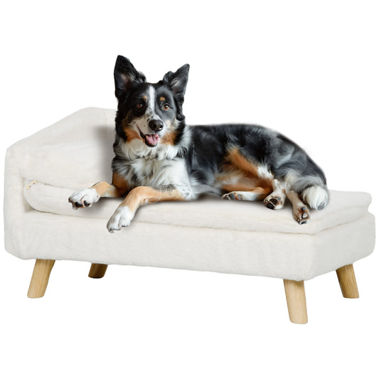 Hondenbank – Kattenbank – Huisdierenbed – Dierenbank – Zacht Kussen – Verwijderbare Wasbare Hoezen – Verhoogd Ontwerp – Polyester Met Katoenen Vulling – Creme – 70 x 42,5 x 38,5 cm – Geschikt Tot 15 kg