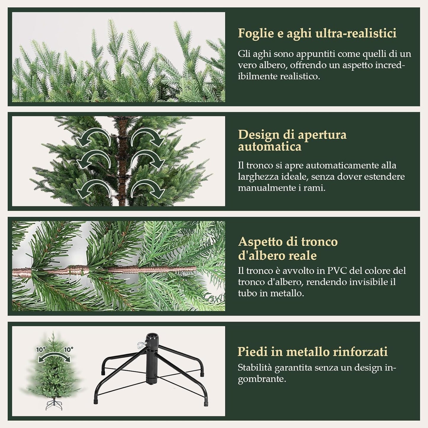 Kunstkerstboom – Nepboom – Kerstversiering – Dennenboom – Winterdecoratie – 150 cm Hoog – 90% PE Injection Moulded Realistisch Design – Inclusief Metalen Standvoet & Handschoenen