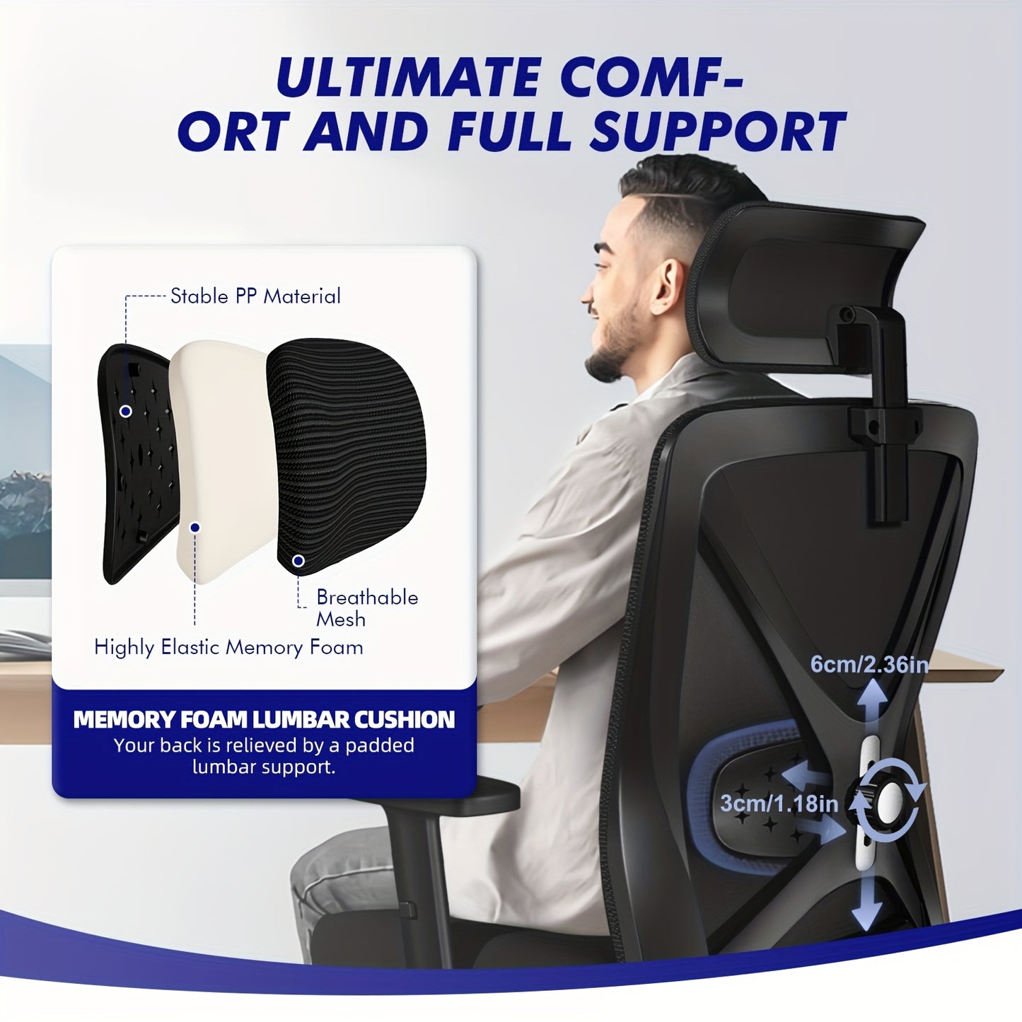 Authmic Office Chair Features Ergonomic Design With Adjustable Armrests, 3D Lumbar Support, And A Headrest. This Executive Chair Includes Swivel Functionality And A Set Of Silent Casters, Supporting Up To 200 Kg.