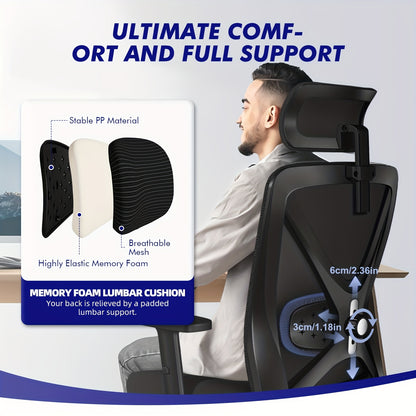 Authmic Office Chair Features Ergonomic Design With Adjustable Armrests, 3D Lumbar Support, And A Headrest. This Executive Chair Includes Swivel Functionality And A Set Of Silent Casters, Supporting Up To 200 Kg.